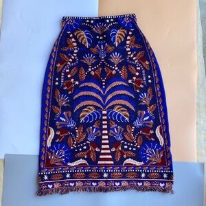 FARM Rio Blue and Brown Tropical Pencil Skirt